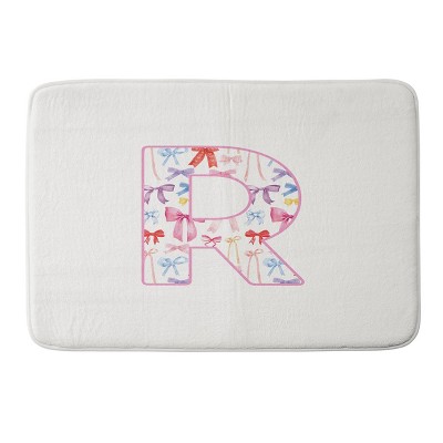 Deny Designs April Lane Art Fancy Bow Monogram Memory Foam Bath Mat