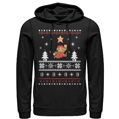 Men's Nintendo Ugly Christmas Mario Jump Star Pull Over Hoodie