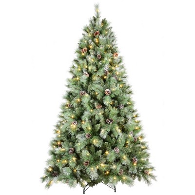 NAYSAYE Christmas Tree Stand 5FT Tree with Pine Cones and Realistic Branches for Holiday Decor, Green, 42"*41"*60"