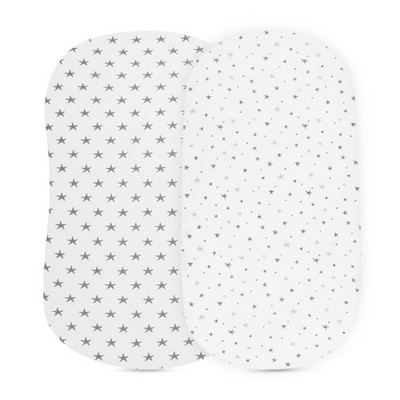 Ely's & Co. Baby Fitted Waterproof Sheet Set  100% Combed Jersey Cotton Grey Stars 2 Pack
