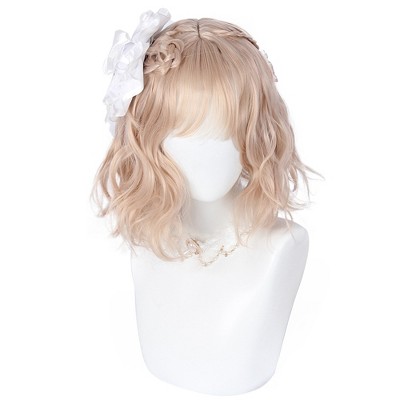 Unique Bargains Women's Shoulder Length Curly Wigs 14" with Wig Cap 1 Pc