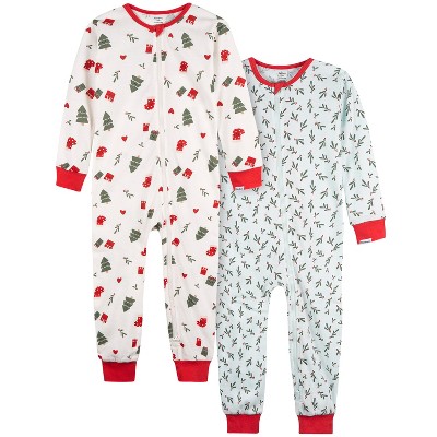 2-Pack Baby Girls Holly Berries Snug Fitting Footless Pajamas