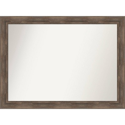 43" x 32" Non-Beveled Hardwood Mocha Wood Wall Mirror - Amanti Art: Modern Rectangular Design, Includes Mounting Hardware