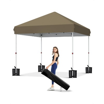 10x10 FT Canopy Tent, Outdoor Shelter with 3 Adjustable Heights, Quick Setup, Includes 4 Sandbags & Carry Bag, Ideal for Camping, Parties