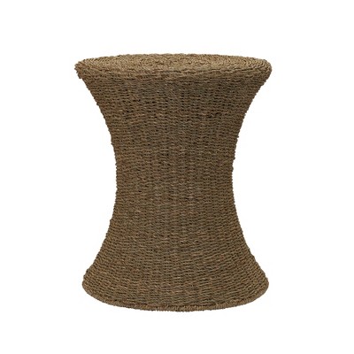 Handwoven Paper Rope Stool with Hourglass Shape