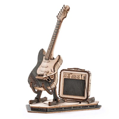 ROBOTIME 3D Jigsaw Wooden Puzzle Guitar Model 3D Puzzles, Guitar Craft Kit, Home Decor, Holiday Gifts For Teen Adult, 6.7"*4.1"*8.7"