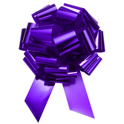 Unique Bargains Wedding Christmas Bright Metallic Gift Wrapping Large Pull Bows Ribbon 1 Pc Purple 24 inch