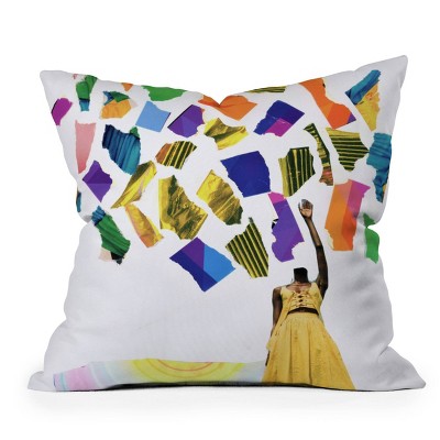 16"x16" Mythili S in NYC Letting Go Square Throw Pillow Yellow - Deny Designs