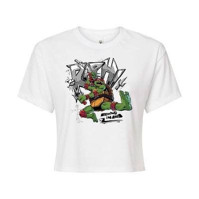 Women's - Teenage Mutant Ninja Turtles - Raphael Going In Loud Cropped Graphic T-Shirt