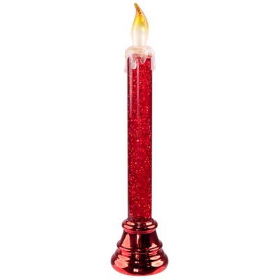 Northlight Glittered LED Flameless Christmas Candle - 9.25" - Red