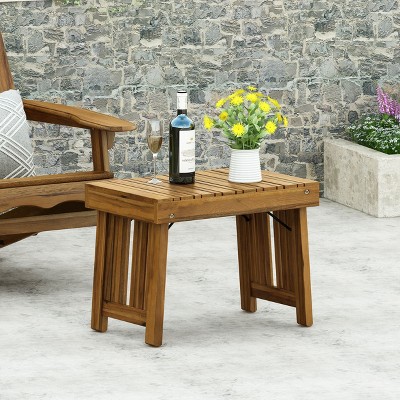 GDFStudio Karyme Outdoor Acacia Wood Folding Side Table with Slatted Top