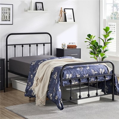 Yaheetech Iron Platform Bed Frame with High Headboard and Footboard