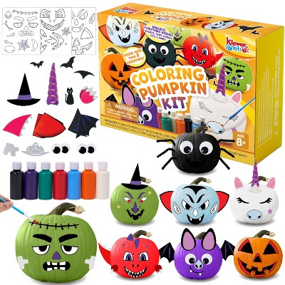 Joyfy Halloween Pumpkin Decorating Kit, Halloween Painting Kits Party Favors for Kids, Arts and Craft Party Supplies, DIY Coloring Pumpkin Decorations
