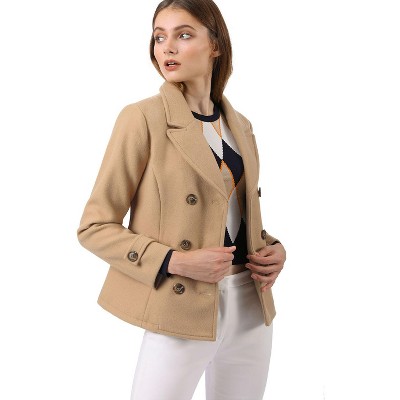 INSPIRE CHIC Women's Notched Lapel Double-Breasted Pea Coat