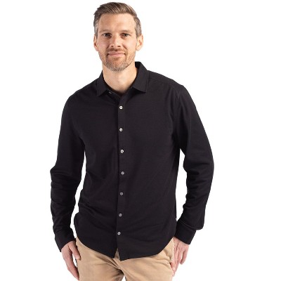 Cutter & Buck Advantage Tri-Blend Eco Soft Pique Long Sleeve Knitted Mens Button Up