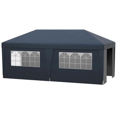 Resenkos Backyard Garden Canopy, Camping Canopy Screen Tent,10' x 19.5' Pop Up Canopy Tent w/ Sidewalls, Leg Weight Bags, Wheeled Carry Bag, Blue Dark