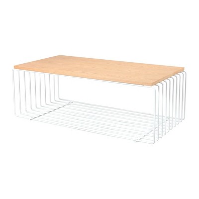 LeisureMod Walden Rectangular Coffee Table with Powder-Coated Steel Frame – Modern Accent Table for Living Room, Office, Lounge, or Cafe