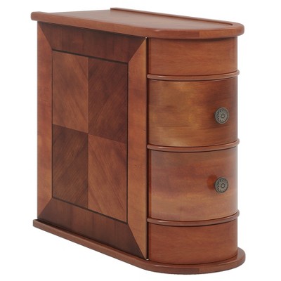 Wood 2-Drawer End Table, Narrow Side Table Slim Nightstand with Storage Bedside Accent Tables, No Assembly Required, Finished Back