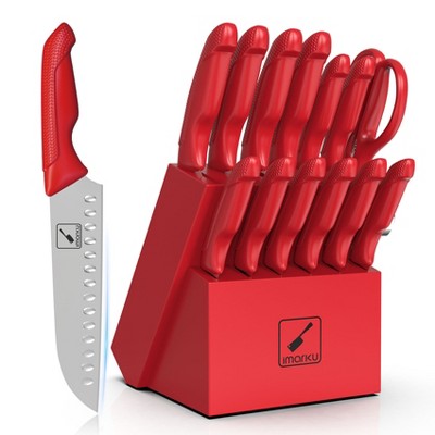 imarku Knife Set with Block, Built-in Sharpener, Stainless Steel Kitchen Knife Set with Non-Slip Ergonomic Handle, Dishwasher Safe, Best Gifts,14 PCS