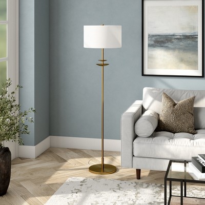 Hudson and Canal 63" Tall Floor Lamp with Drum Fabric Shade
