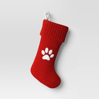 20" Knit Monogram Christmas Stocking Paw Print - Wondershop™