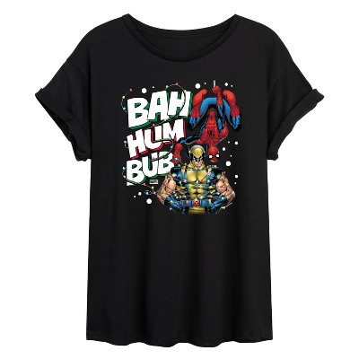 Women's - Marvel - Bah Hum Bub Wolverine And Deadpool Oversized Graphic T-Shirt