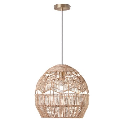 15.5" Xiomara Pendant Light Hemp Brown - River of Goods