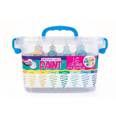 Tulip 16ct .75 fl oz Dimensional Fabric Paint Tub: Multicolor Acrylic Puff Paint for Crafting