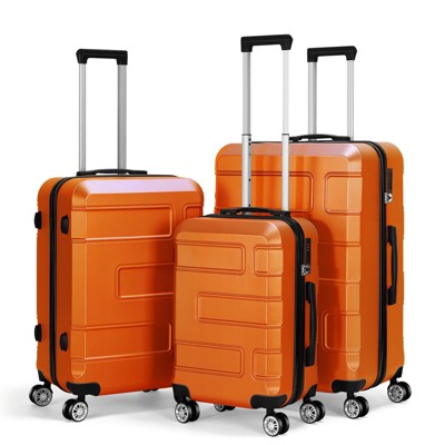 Oumilen TSA Lock 3 Piece Luggage Sets Hardside Spinner in Orange