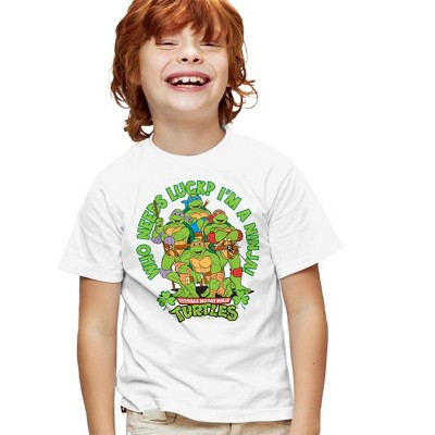 Teenage Mutant Ninja Turtles St. Patrick's Day Who Needs Luck Kids T Shirt For Youth, White