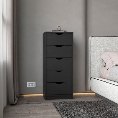 CAVINAS 5-Drawer Narrow Dresser,Modern Tall Chest of Drawers,Wood Finish Storage Dresser for Bedroom&Entryway,1 Piece