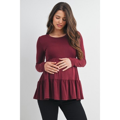 Hello Miz Women's Long Sleeve Empire Waist Maternity Top
