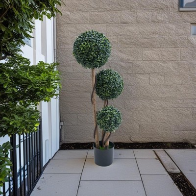 Topiary Trees Artificial Outdoor, Boxwood Triple Ball Trees Milan Grass