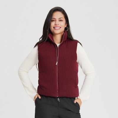 Women's Blend Padded Cable Knit Vest - A New Day™ Black