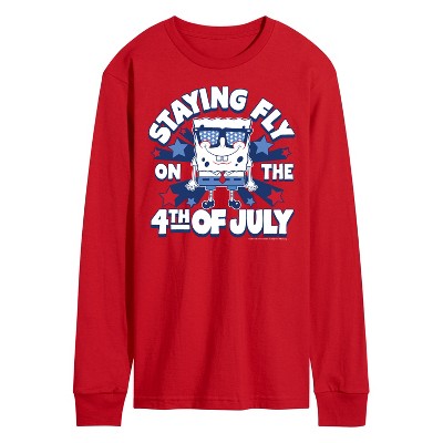 Men's - SpongeBob SquarePants - Fly on the 4th of July Long Sleeve Graphic T-Shirt