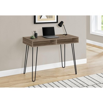 PAGED Computer Desk, Simple Modern Office Desk with 2 Open Shelves and Metal Hairpin Legs for Office, Study