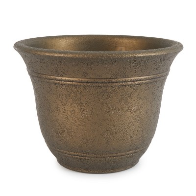 The HC Companies 13 Inch Sierra Round Nordic Traditional Durable Plastic Indoor Outdoor Home Planter Pot for Garden Plants and Flowers
