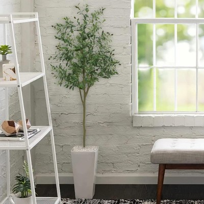 Acekool Artificial Olive Tree, Faux Silk Plant with Pot, Tall Indoor Decorative Greenery for Office, Living Room, Home Decor, Easy Maintenance