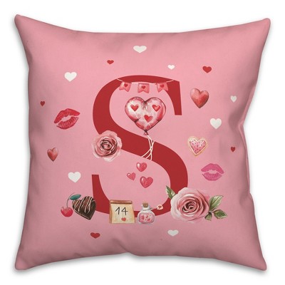 Creative Products Valentine Things Monogram - S 18 x 18 Spun Poly Pillow
