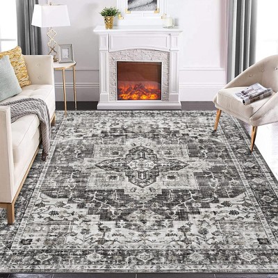 WhizMax Washable Rug Vintage Medallion Area Rugs Non-Shedding Floor Mat Throw Carpet for Living Room Bedroom