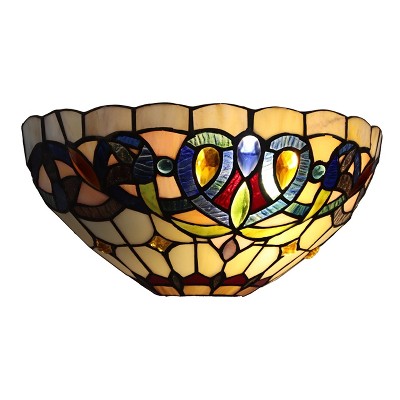 Chloe Lighting Serenity Victorian Tiffany-Style Black 1 Light Wall Sconce 12" Wide