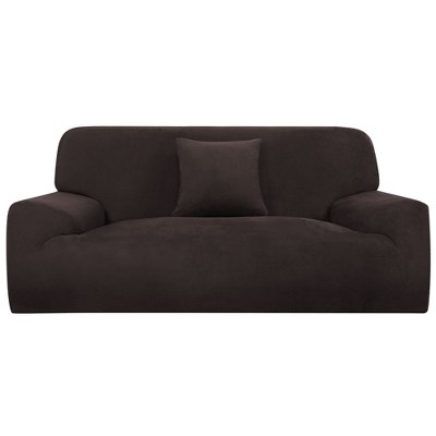 PiccoCasa Velvet Plush Stretch Sofa Slipcovers with Cushion Cover 2 Pcs