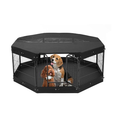 VEVOR Dog Playpen, 8 Pcs 24 x 24 in Panels Foldable Metal Pet Exercise Pen, Dog Fence Indoor and Outdoor Pen with Door, Storage Bag, Top Cover