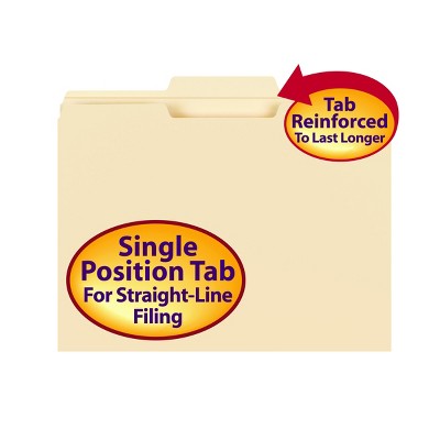 Smead File Folder, Reinforced 1/3-Cut Tab Center Position, Letter Size, Manila, 100 Per Box (10336)