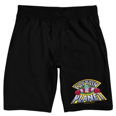 Captain Planet Flying Logo Men's Black Sleep Pajama Shorts