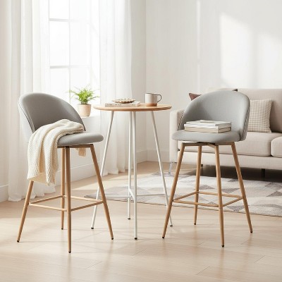 Homy Casa Set of 2 Modern Upholstered Counter Height Bar Stools with Metal Legs