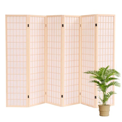 Wooden Room Divider Wall 3 Panel with Holes,5.6FT Tall Room Divider with Shelves,Folding Privacy Screens 67 in for Room Separation Home Office Bedroom