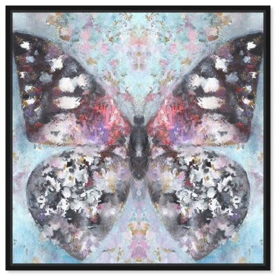 Art Remedy Shining Butterfly Colorful buterfly and flowers wall art Framed
