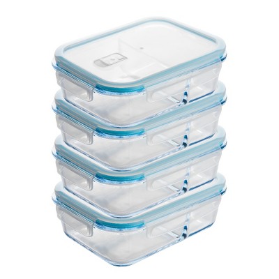 Lexi Home 2-Compartment 51.4 oz. Oven-Safe Borosilicate Glass Meal Prep Container