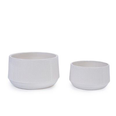 KWPZQEB Ceramic Flowerpot Set of 2, Indoor Plant Pots, Modern Flower Pots with Unique Glaze Design, Modern Round Flower Pot for House Room Decor